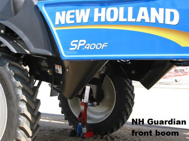 New Holland Guardian front boom with Mount Green High Clearance Jack Stand